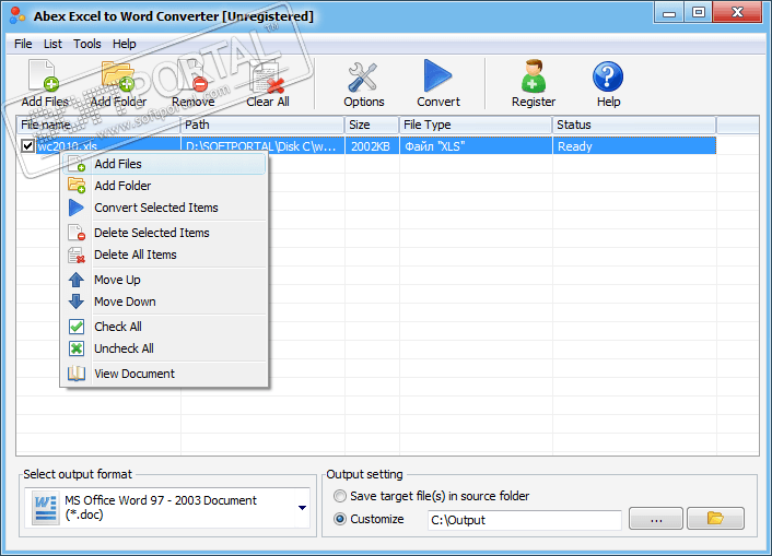 Abex Excel to Word Converter 3.5