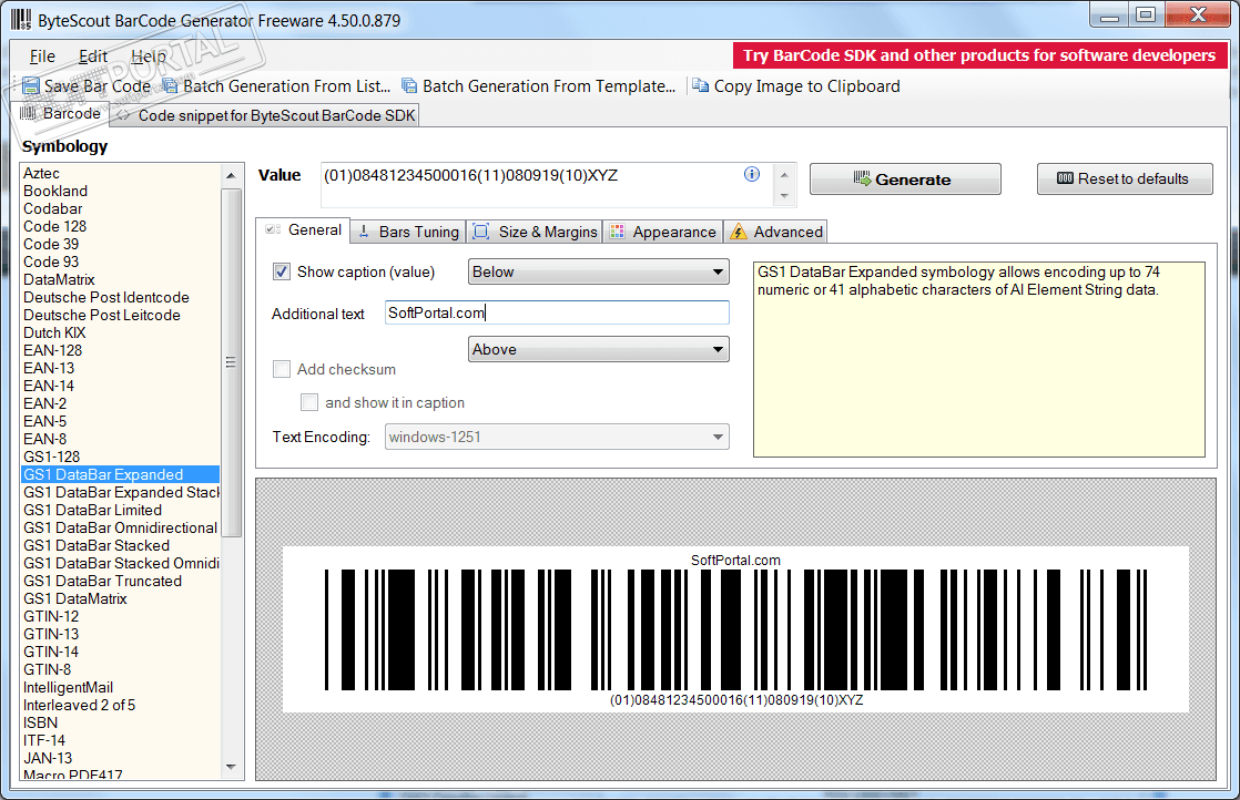 Bytescout BarCode Generator 4.50.0.879