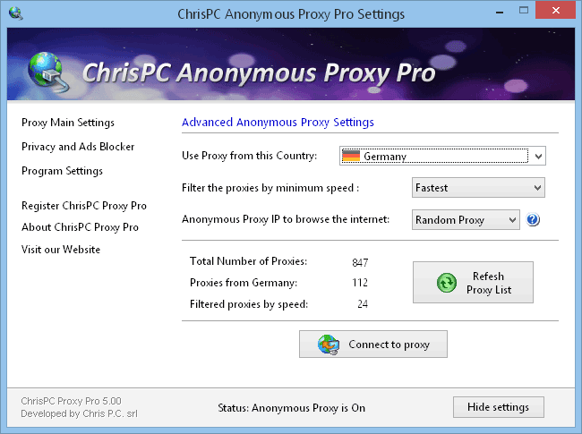 ChrisPC Anonymous Proxy 8.50 Free