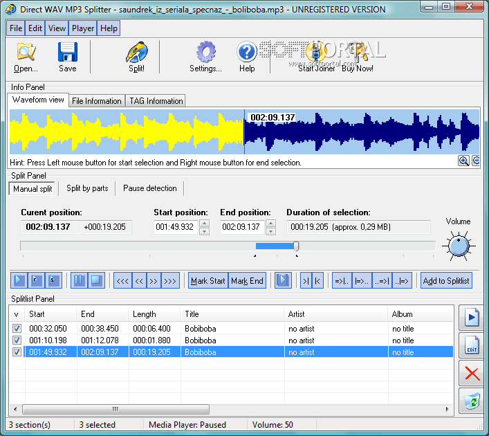 Direct WAV MP3 Splitter 3.0.0.0