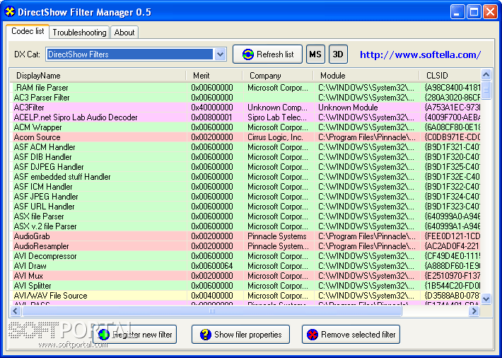 DirectShow Filter Manager 0.5