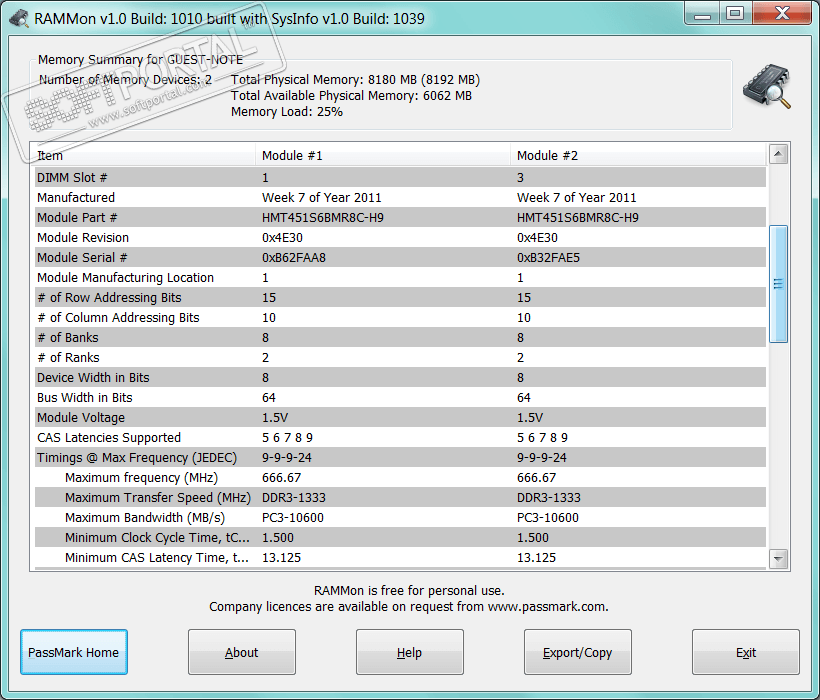 PassMark RAMMon 2.0 (build 100)