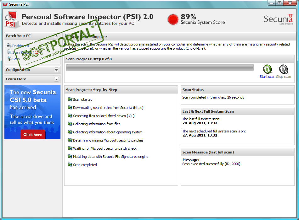 Secunia Personal Software Inspector (PSI) 3.0.0.11005