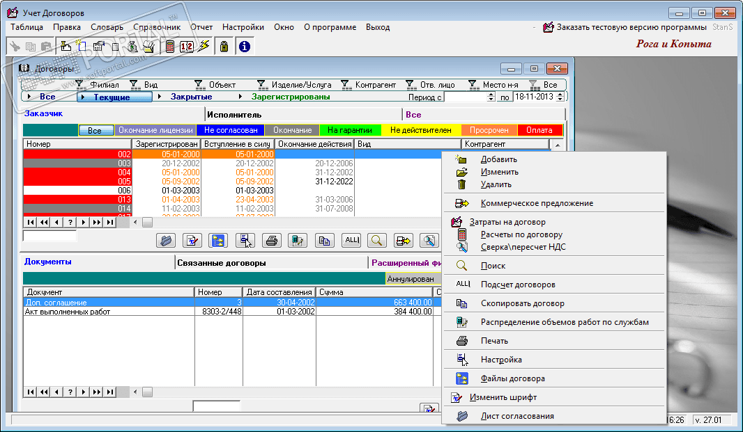 Accounting of contracts 28.05