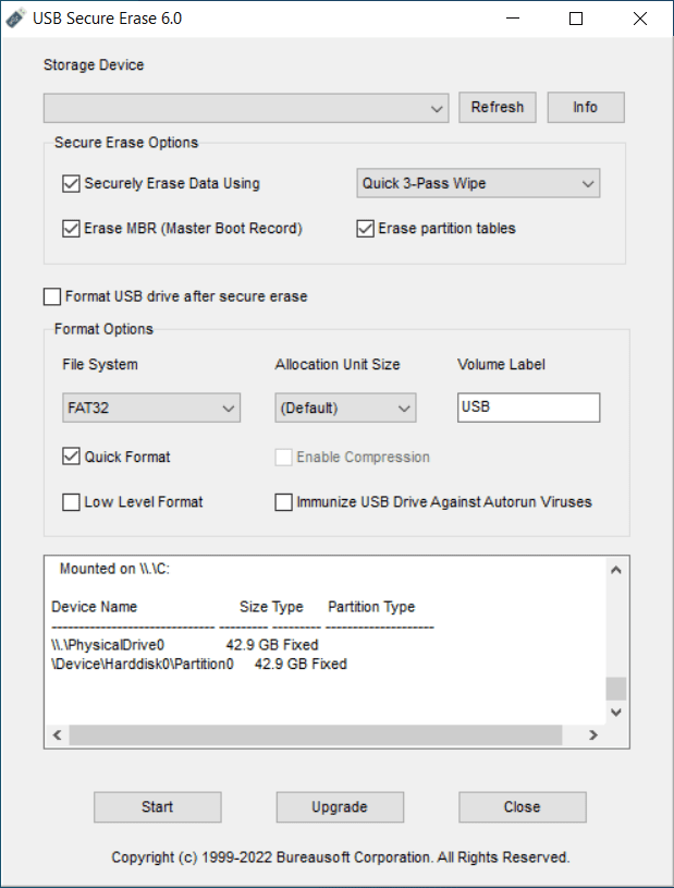 USB Secure Erase 6.0